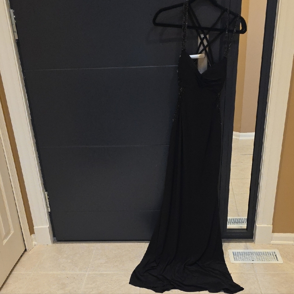 Betsy & Adam Black Backless Dress